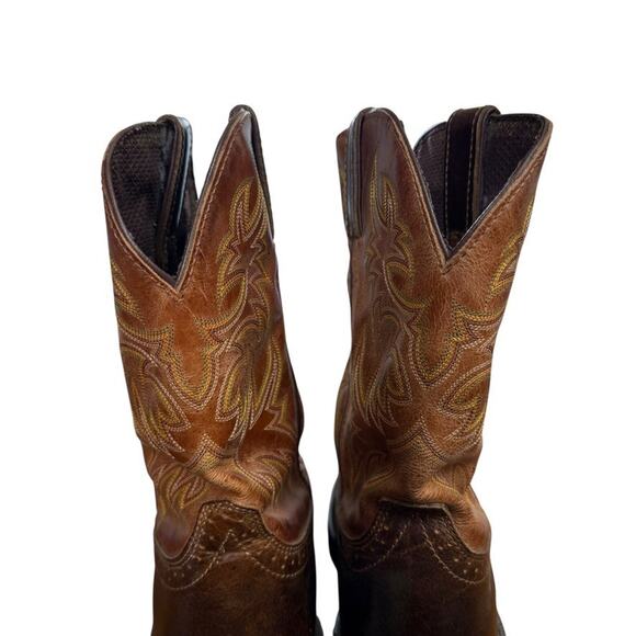 Justin Stampede Brown Leather Mid Calf WK4812 Mens Western Cowboy Boots sz 10 D - Picture 10 of 16